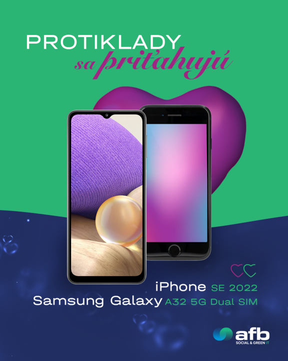 Obrázok smartfónu Samsung Galaxy A32 5G Dual SIM (2021) Awesome Black a Apple Iphone SE 2022 Midnight